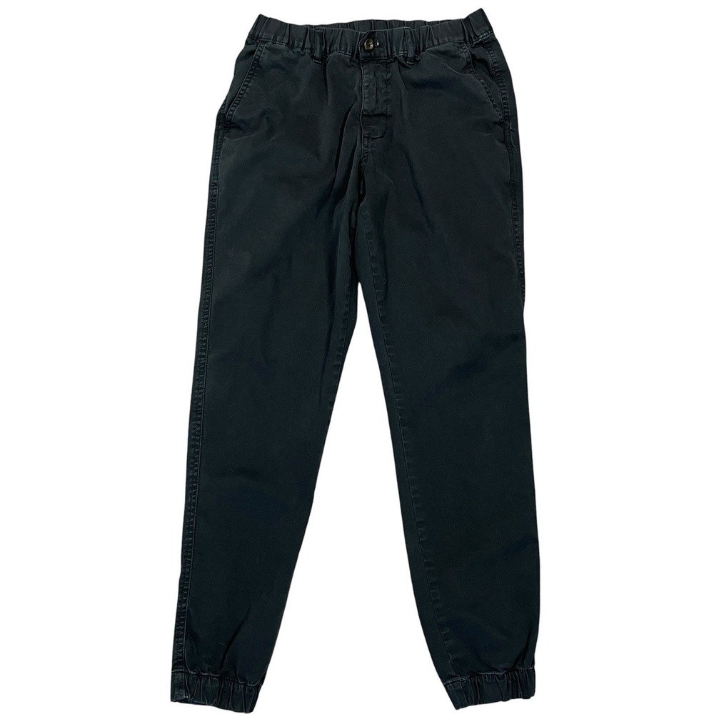 BearBottom Chino Joggers Men M Black Cotton Stretch Elastic Waist Comfort Casual